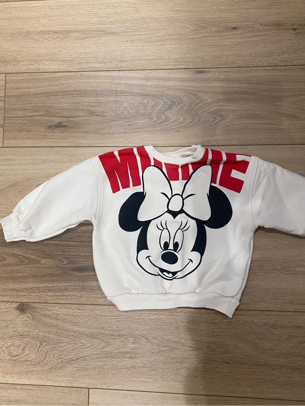 Zara White Sweatshirt with Red Minnie Graphic